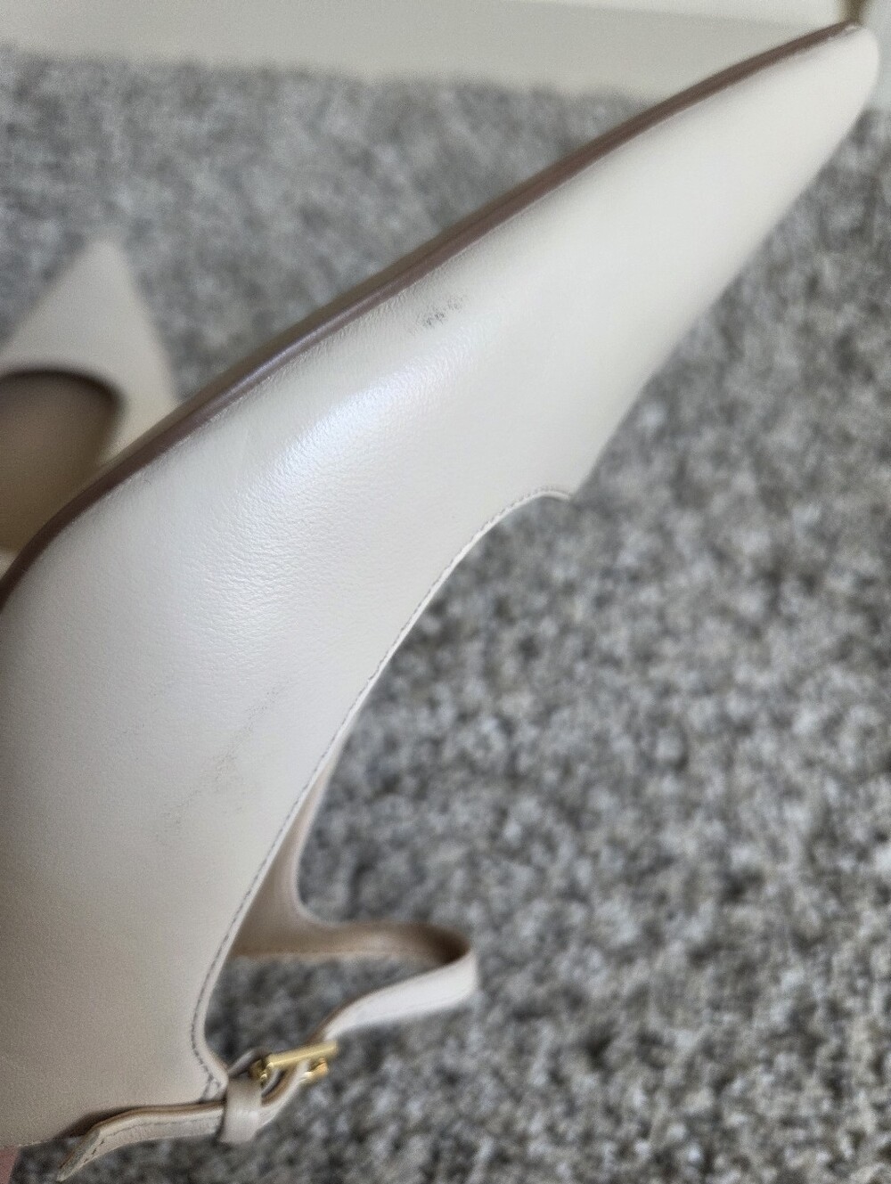 Ann Taylor NWOT Pointed Toe Buckle Slip-On Kitten Heel Mule Size 8 Cream Ivory - Picture 7 of 8
